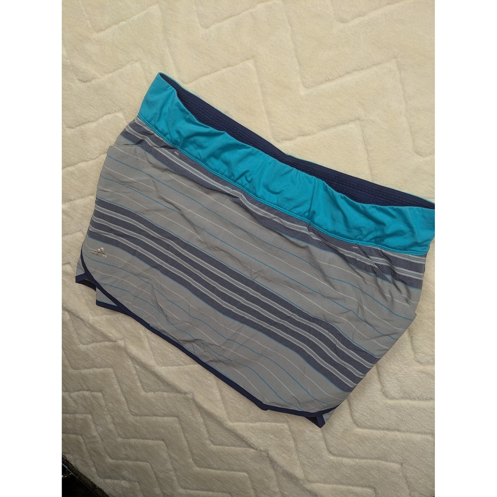 Adidas Golf Skort Womens Large Grey Blue Striped Athletic Skirt with Shorts